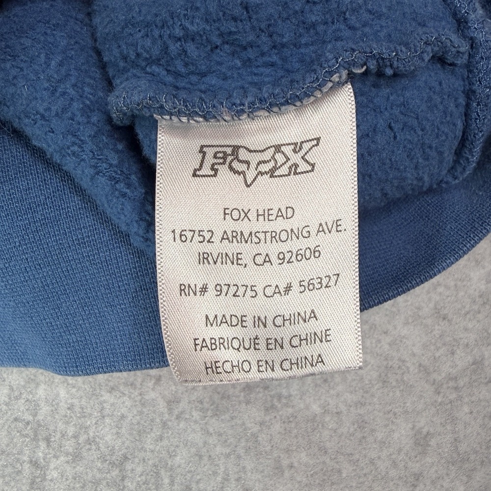 Vintage Y2K Fox Racing Full Zip Hoodie Sweatshirt Big Chest Logo Men's Small - Picture 8 of 11